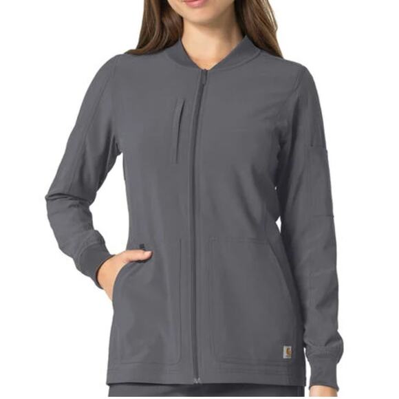 Carhartt Vented Back Zip Front Utility Scrub Jacket Womens 3XL Gray Modern Fit - Picture 1 of 16